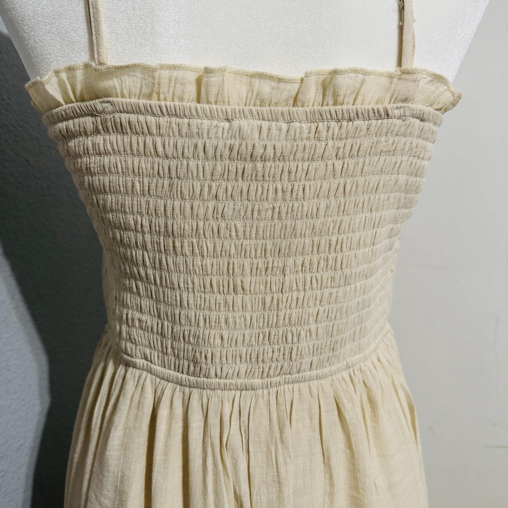 Cottagecore Sincerely Jules Cream Smocked Peasant Maxi Bohemian Tiered‎ Dress M - Picture 9 of 15